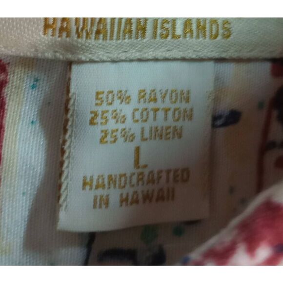 John Severson Shirt Men's Large Button Front Short Sleeve Hawaiian Wooden Button - Picture 7 of 8